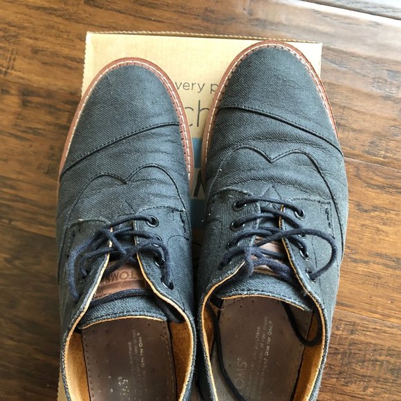 Toms mens gray Brogue shoes size 8.5 with box - Picture 4 of 8